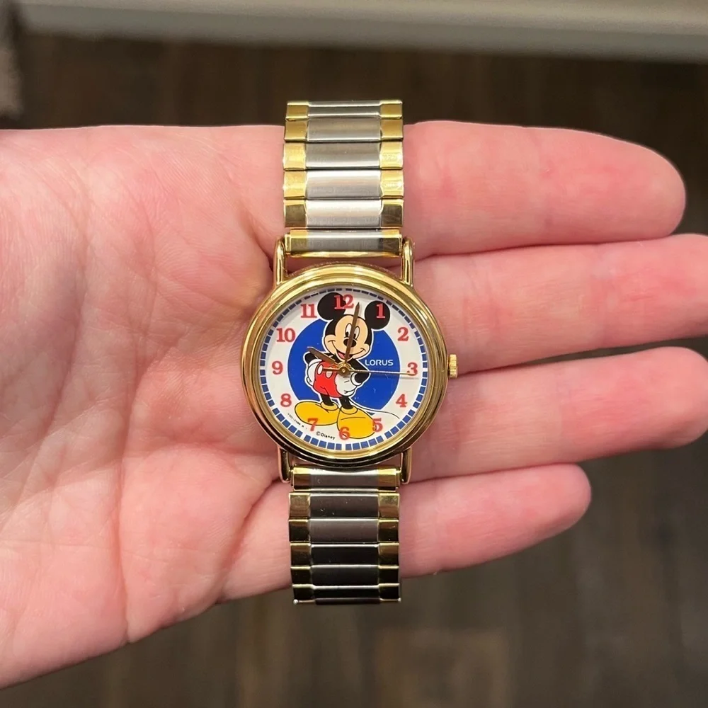 vintage Lorus Gold and Silver Mickey Mouse Watch